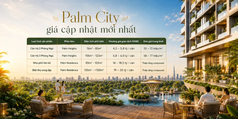 Palm City giá cập nhật mới nhất - Bách Như Properties - BNPs