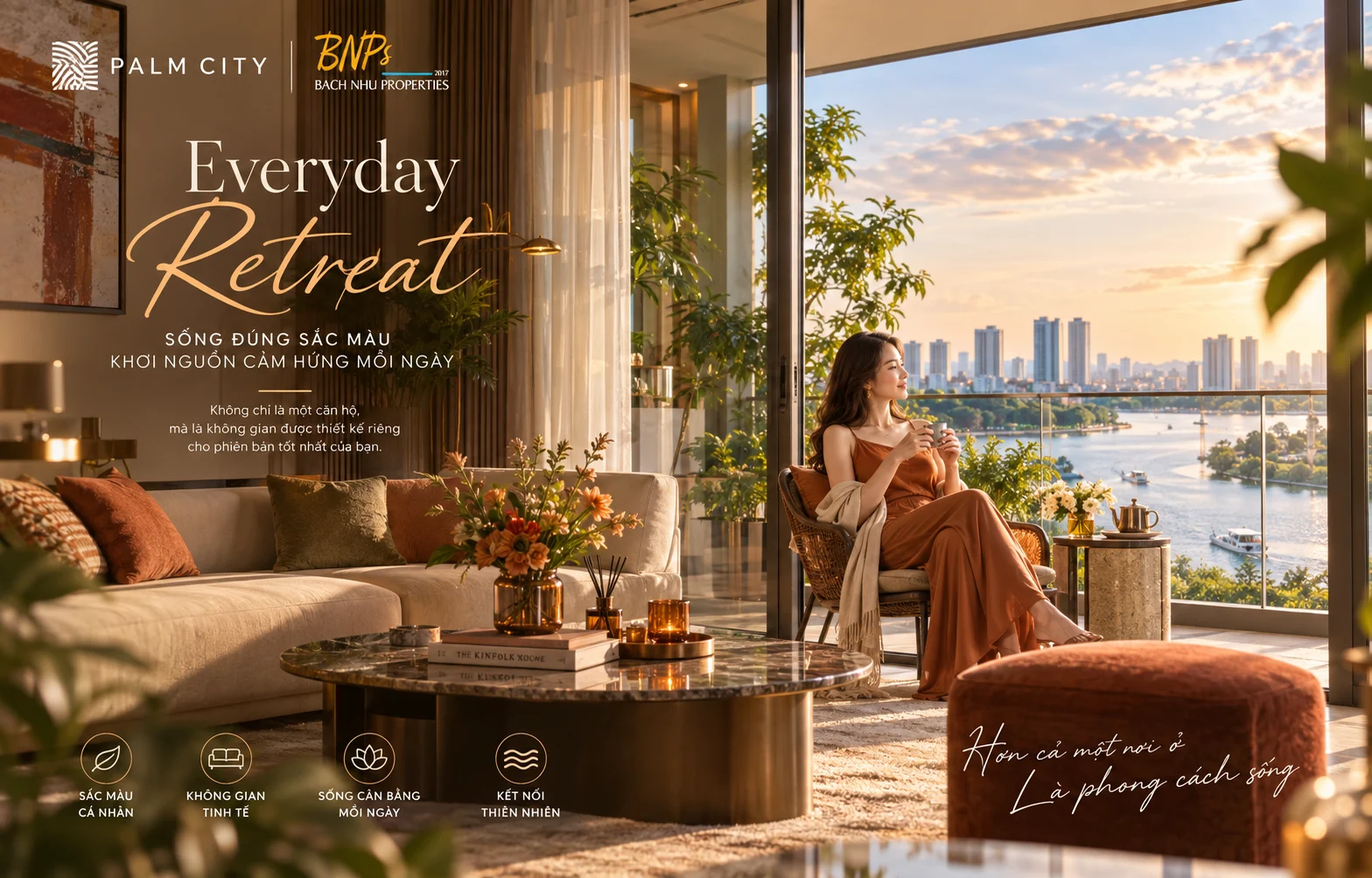 Sự hòa hợp giữa Bảng màu cá nhân và Nội thất căn hộ Palm City